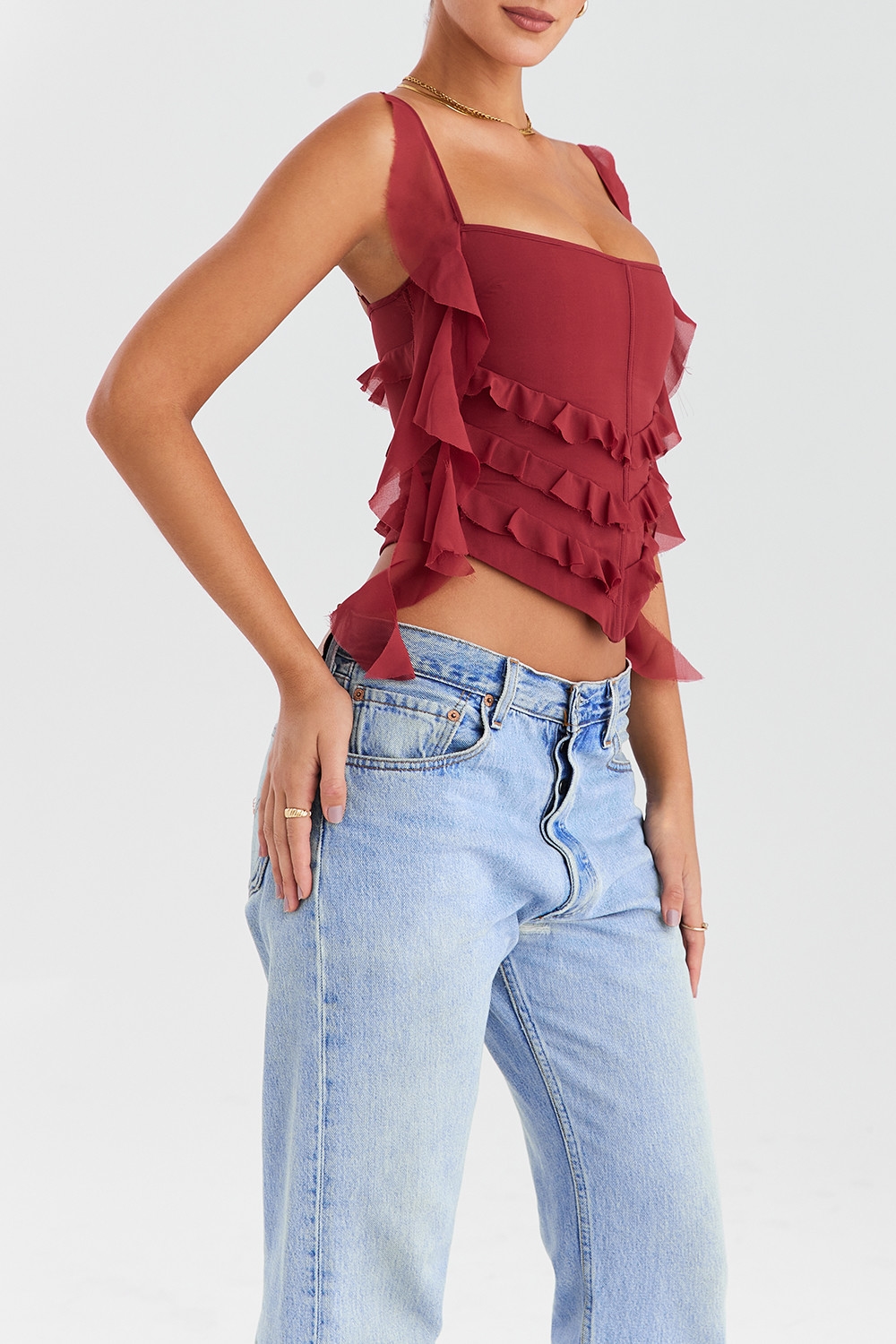 Mistress Rocks Sangria Frill Corset - SALE — image 6