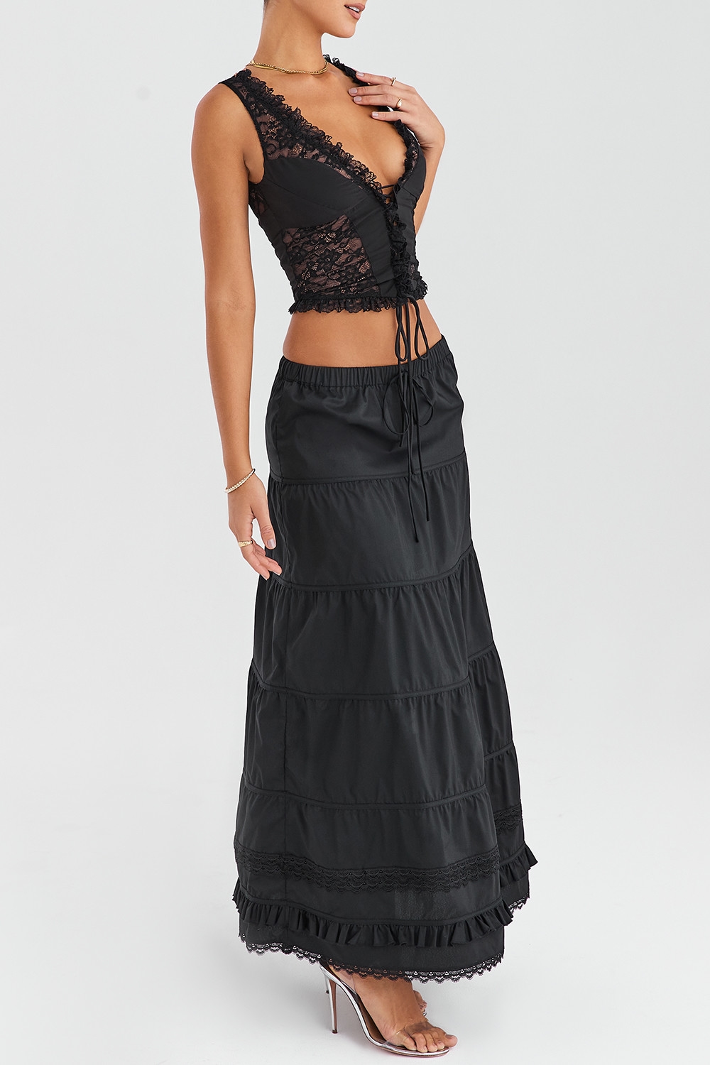 Mistress Rocks Black Panelled Maxi Skirt - SALE — image 7