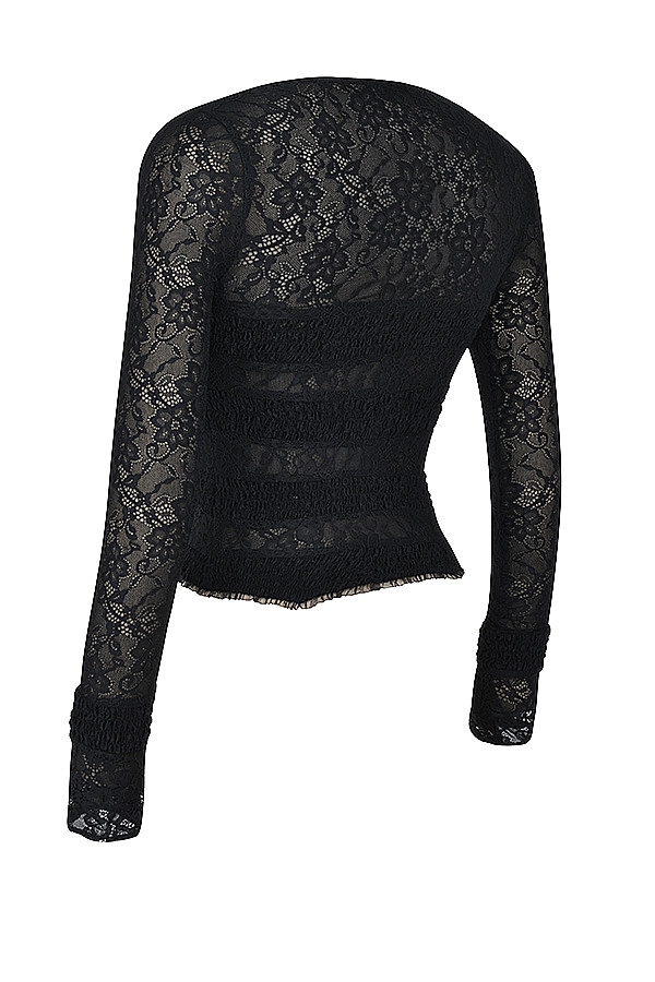 Mistress Rocks Black Gathered Lace Top - SALE — image 14