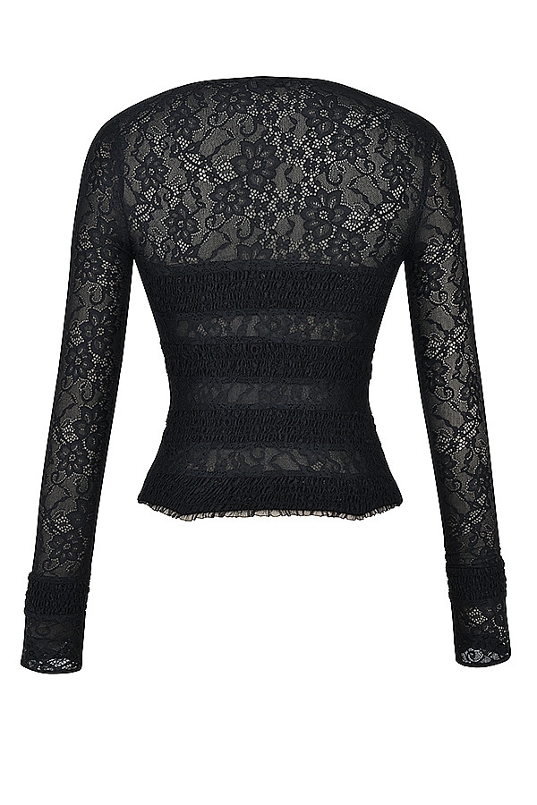 Mistress Rocks Black Gathered Lace Top - SALE — image 15