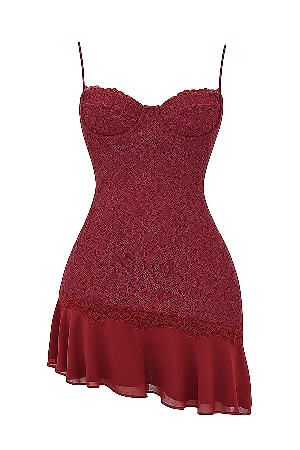 Mistress Rocks Sangria Lace Mini Dress - SALE — image 12