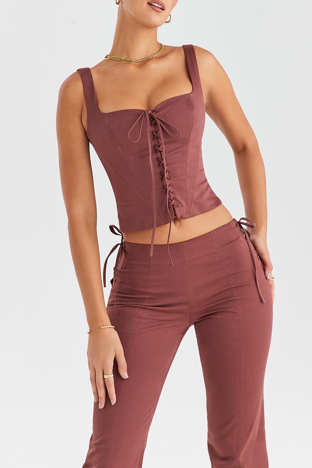 Mistress Rocks Coffee Lace Up Corset - SALE — image 4