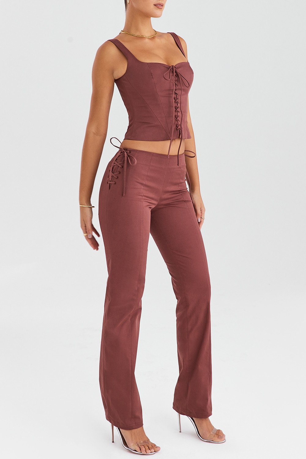 Mistress Rocks Coffee Lace Up Trousers - SALE — image 6