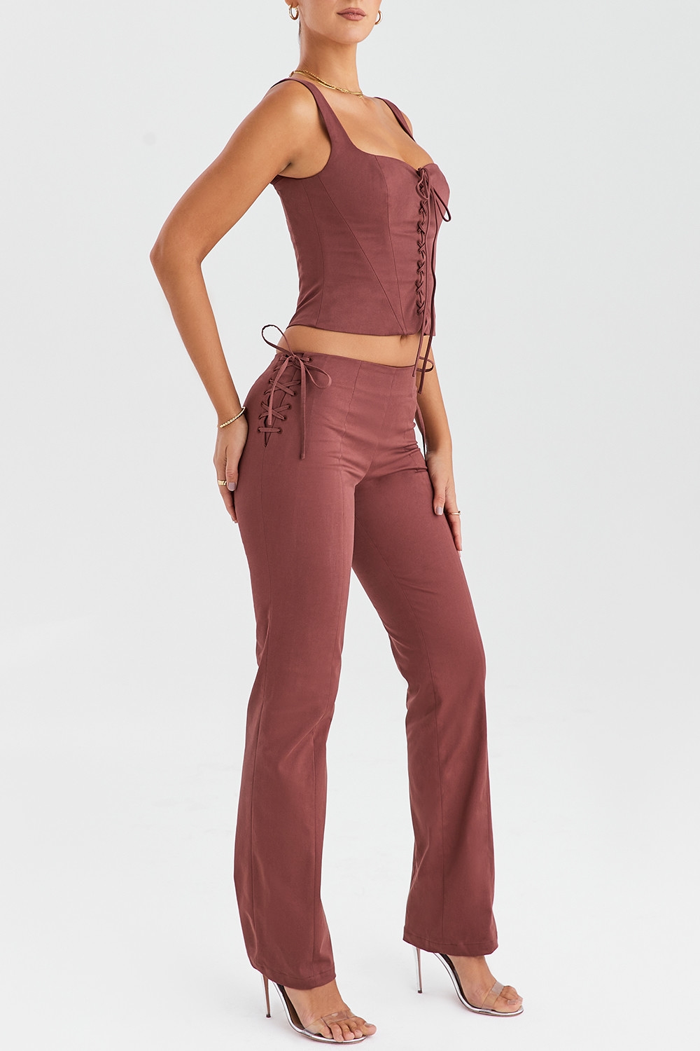 Mistress Rocks Coffee Lace Up Trousers - SALE — image 7
