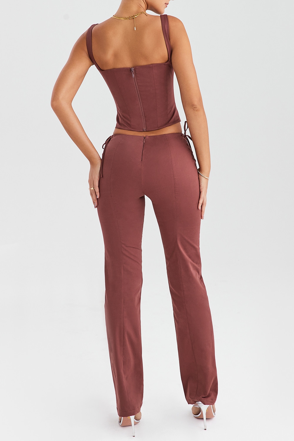 Mistress Rocks Coffee Lace Up Trousers - SALE — image 8