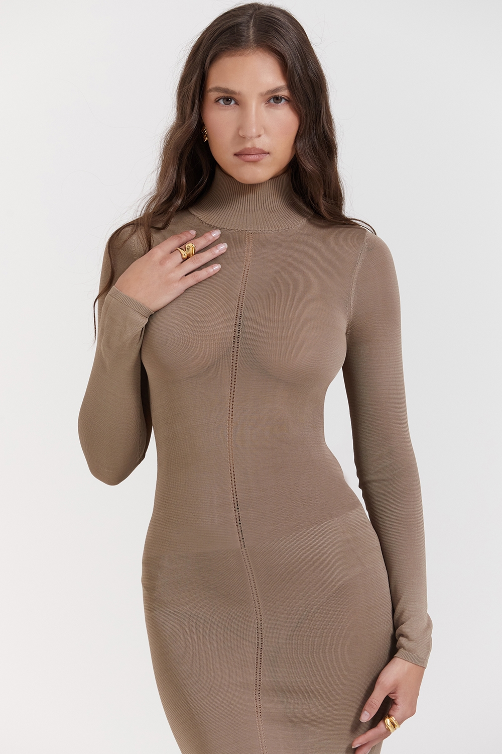 Roberta  Tan Knit Midi Dress — image 7