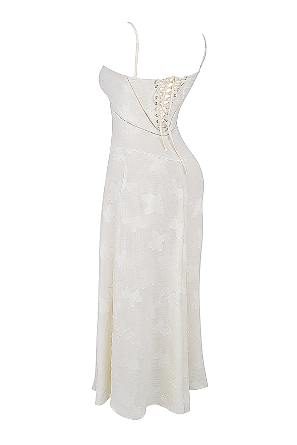 Seren  Vintage Cream Floral Lace Back Maxi Dress — image 21
