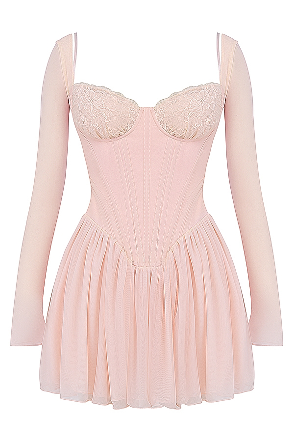 Vivi  Soft Peach Corset Mini Dress — image 12