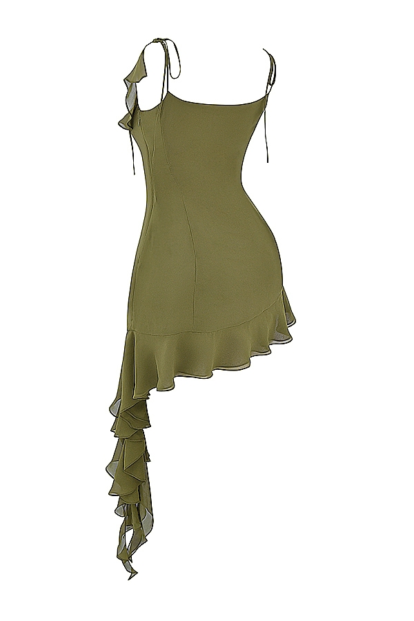 Marcia  Olive Ruffle Mini Dress — image 19