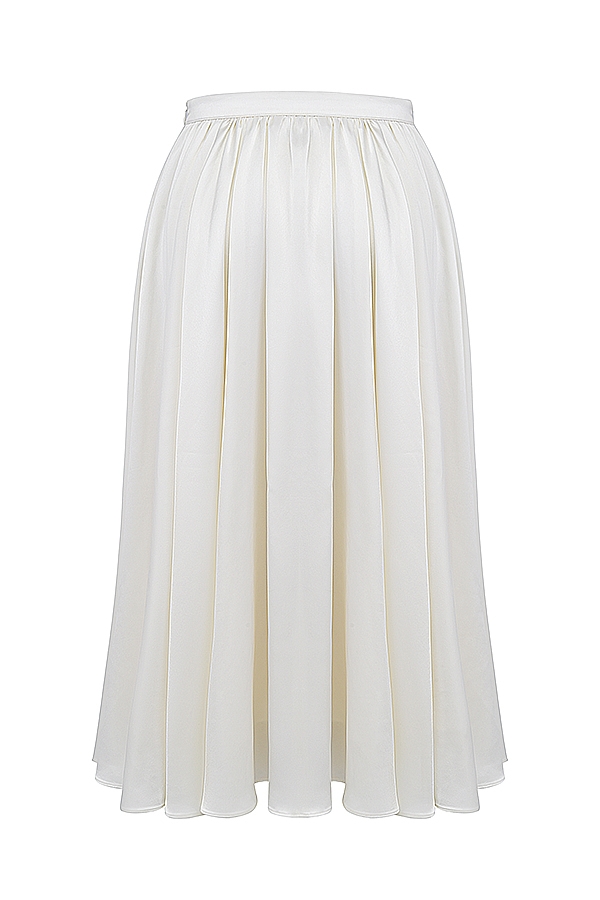 Suzette  Ivory Gathered Midi Skirt — image 15