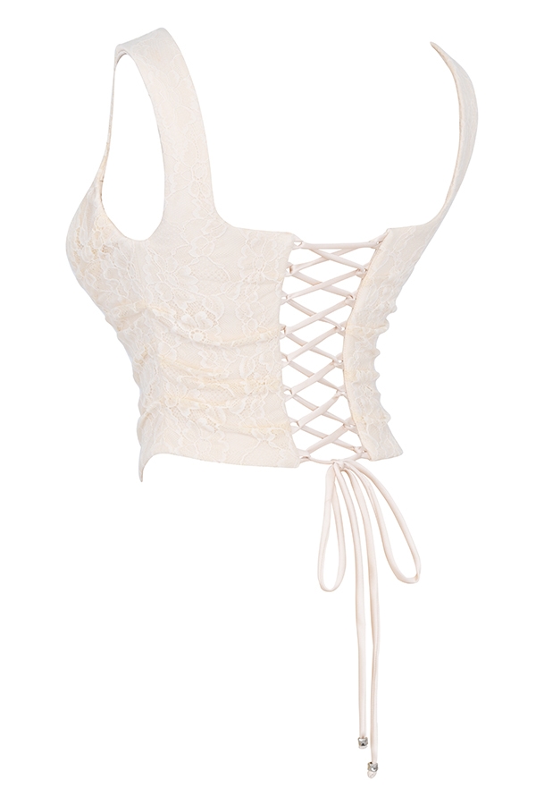 Una  Vintage Cream Lace Corset — image 16