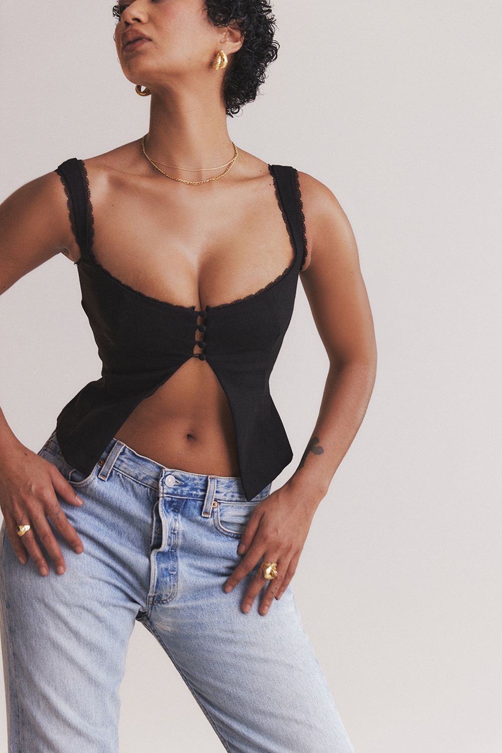 Noura  Black Lace Trim Top — image 11