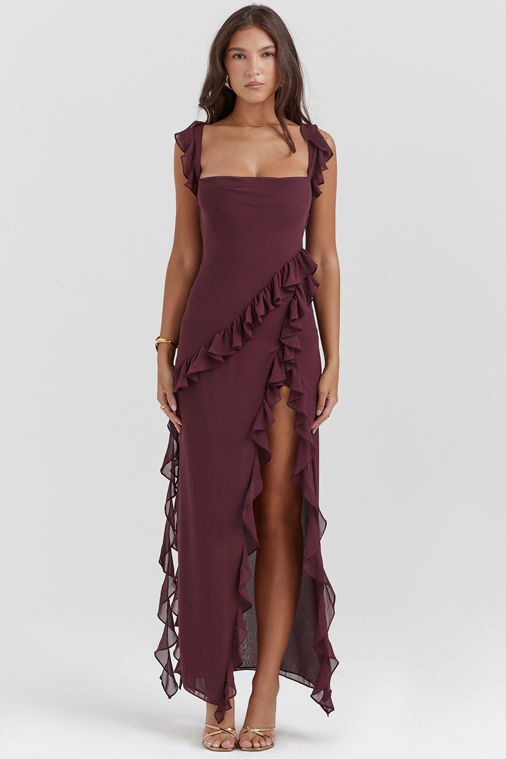 Ariela  Mulberry Ruffle Maxi Dress — image 3