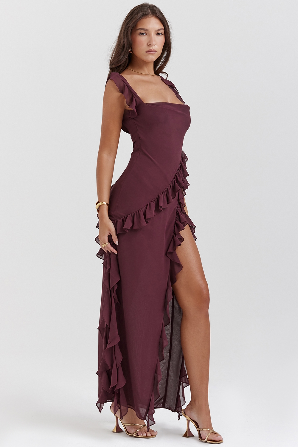 Ariela  Mulberry Ruffle Maxi Dress — image 8