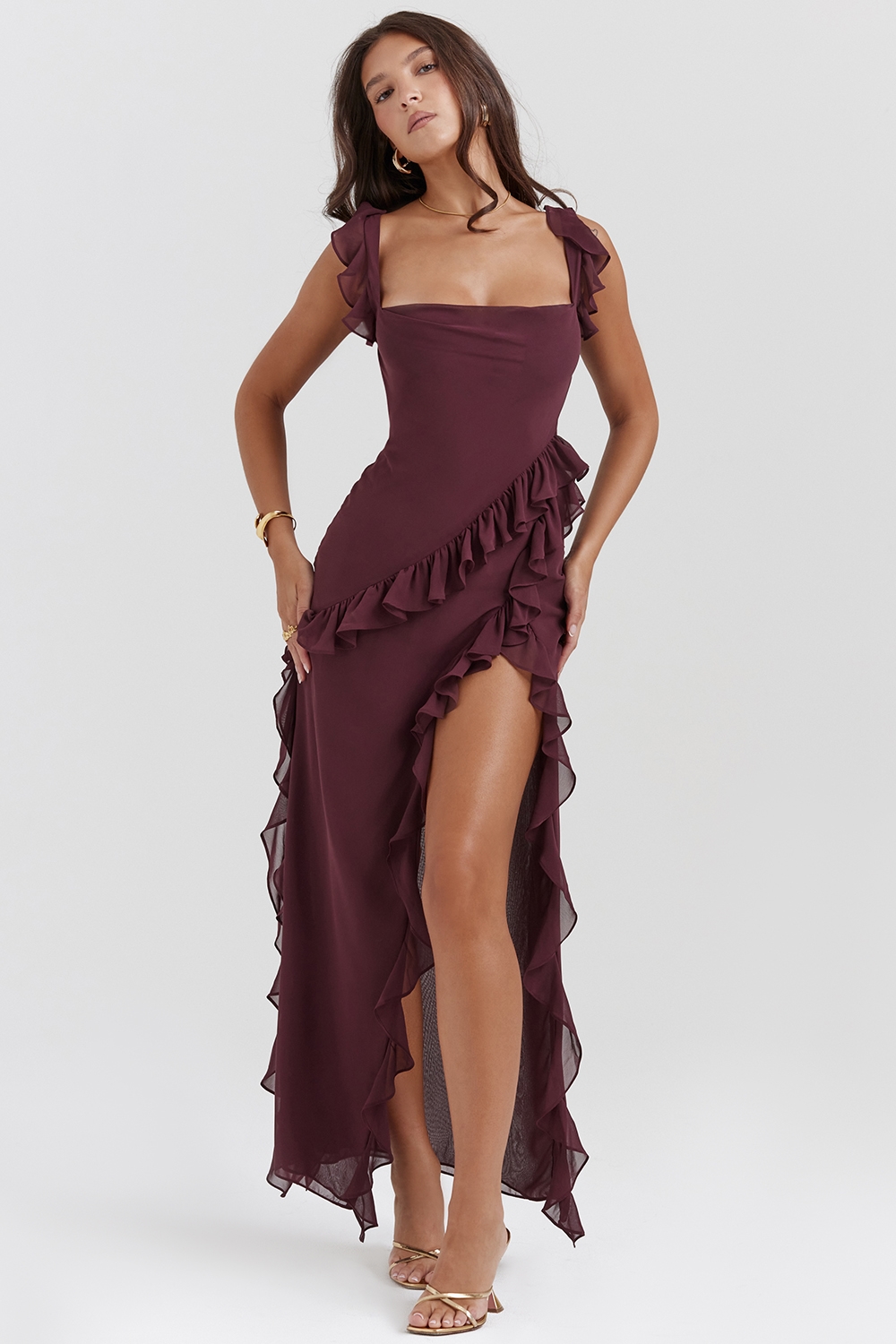 Ariela  Mulberry Ruffle Maxi Dress — image 5