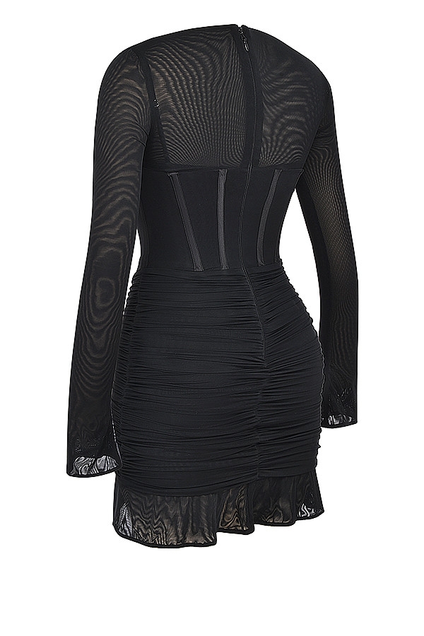 Mistress Rocks Black Mesh Long Sleeve Corset Dress - SALE — image 14