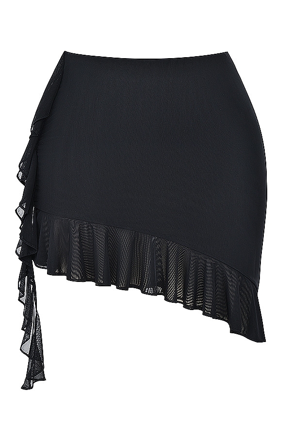 Mistress Rocks Black Ruffle Asymmetric Mini Skirt - SALE — image 12