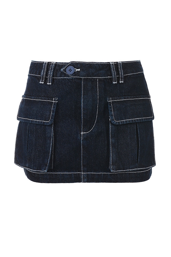 Mistress Rocks Dark Blue Denim Cargo Skirt - SALE — image 12