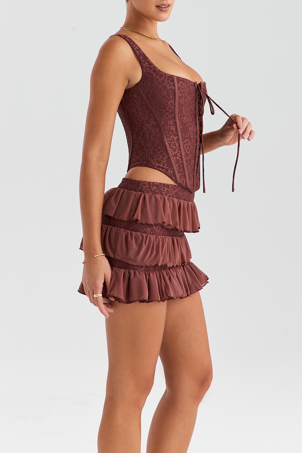 Mistress Rocks Coffee Bean Layered Mini Skirt - SALE — image 7