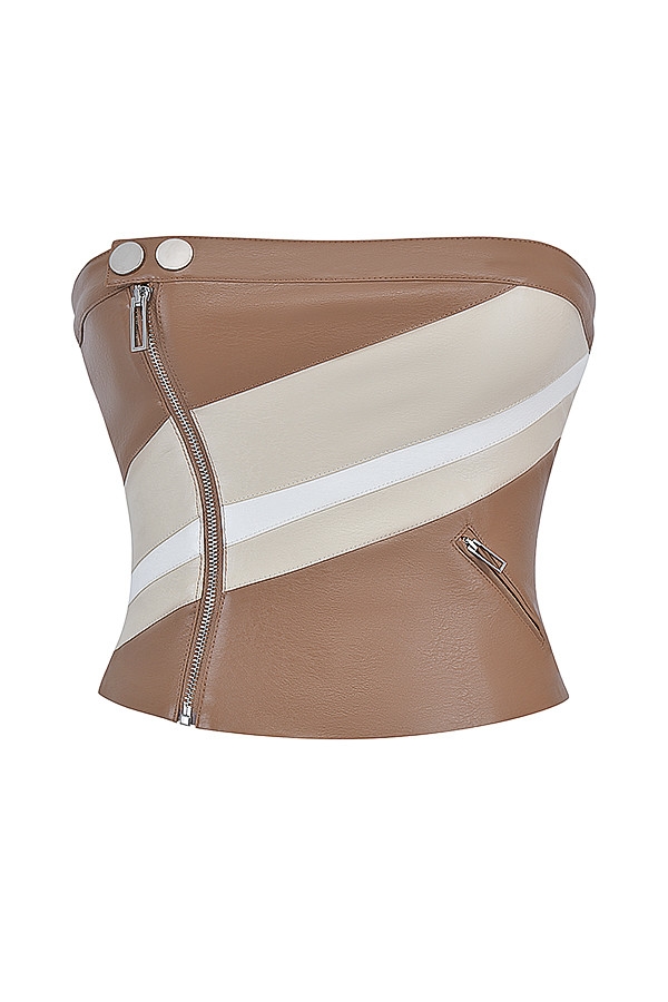 Mistress Rocks Nutmeg Vegan Leather Strapless Top - SALE — image 13