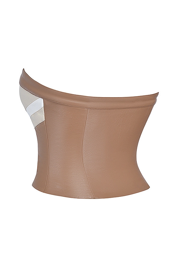 Mistress Rocks Nutmeg Vegan Leather Strapless Top - SALE — image 14