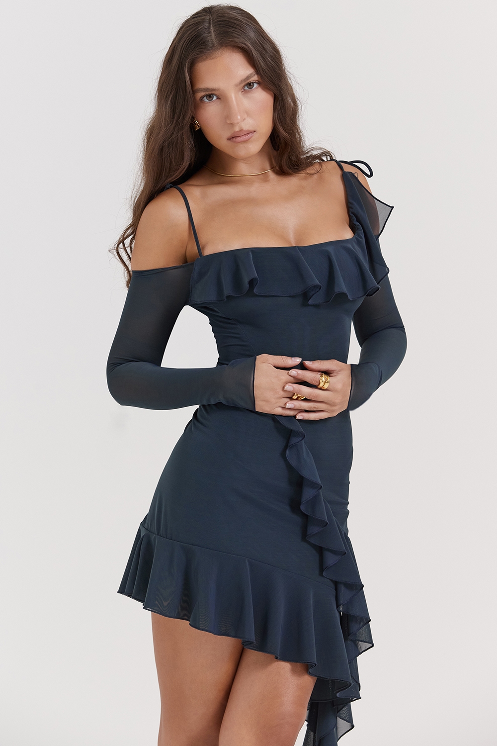 Kiki  French Navy Ruffle Mini Dress — image 5
