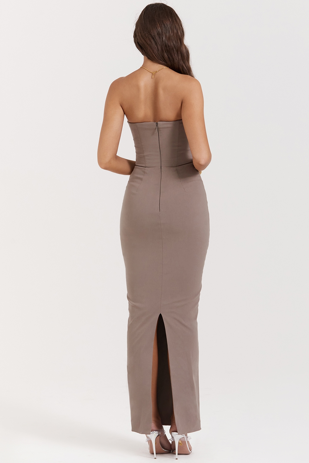Lucia  Taupe Strapless Corset Maxi Dress — image 13