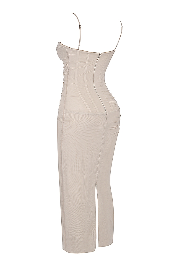 Nalini  Sand Stretch Mesh Maxi Dress — image 18