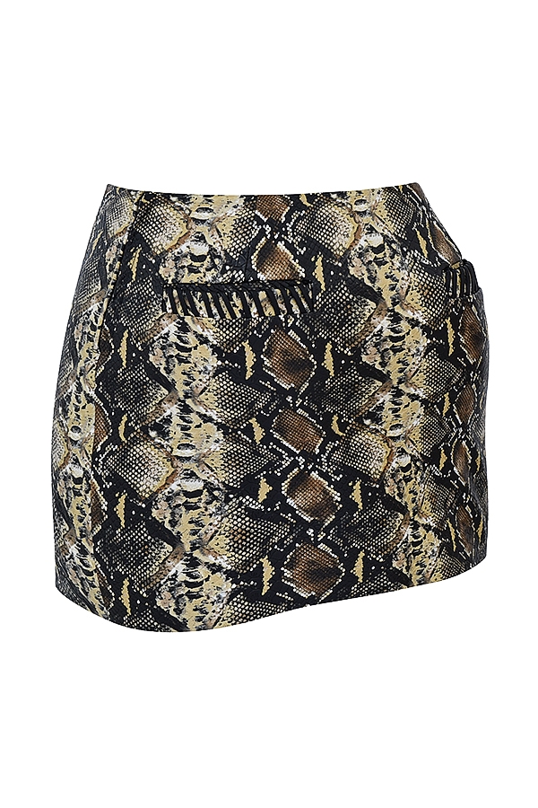Lena  Snake Print Vegan Leather Skirt — image 14