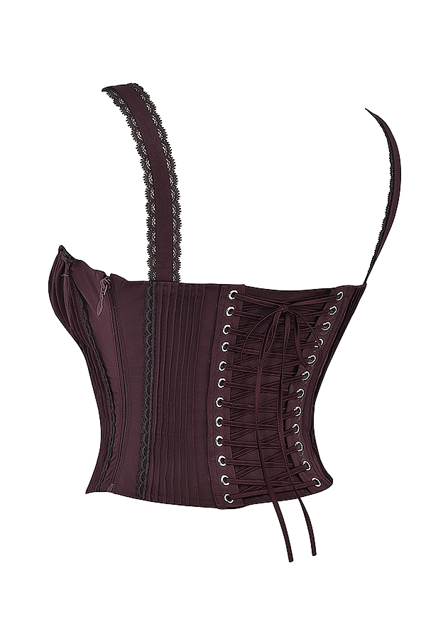Gini  Rich Brown Lace Back Corset — image 9