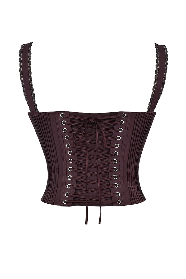 Gini  Rich Brown Lace Back Corset — image 10