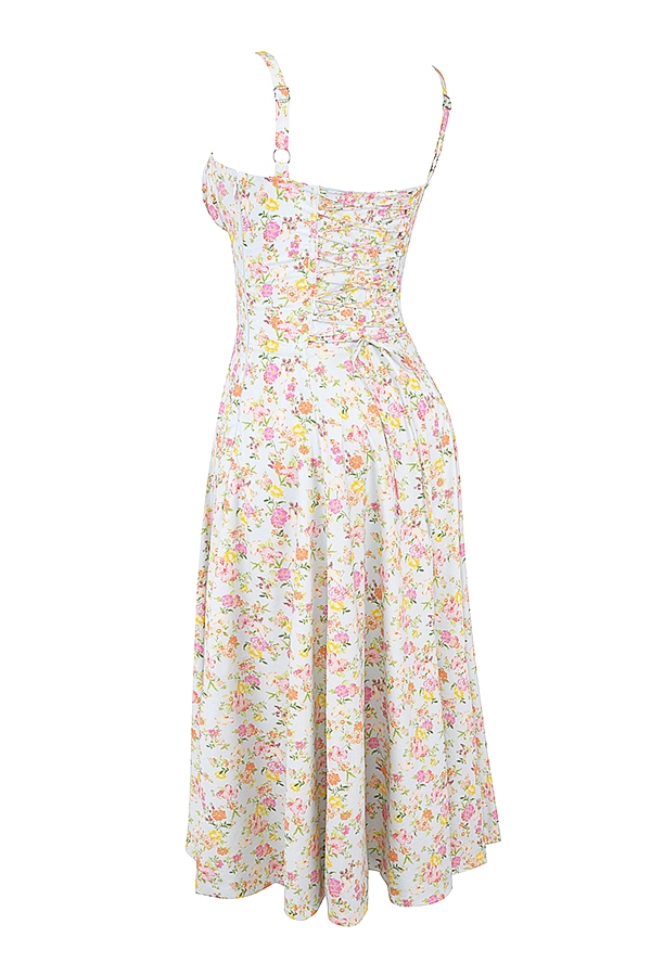 Carmen Pale Blue Meadow Print Cotton Bustier Sundress — image 9
