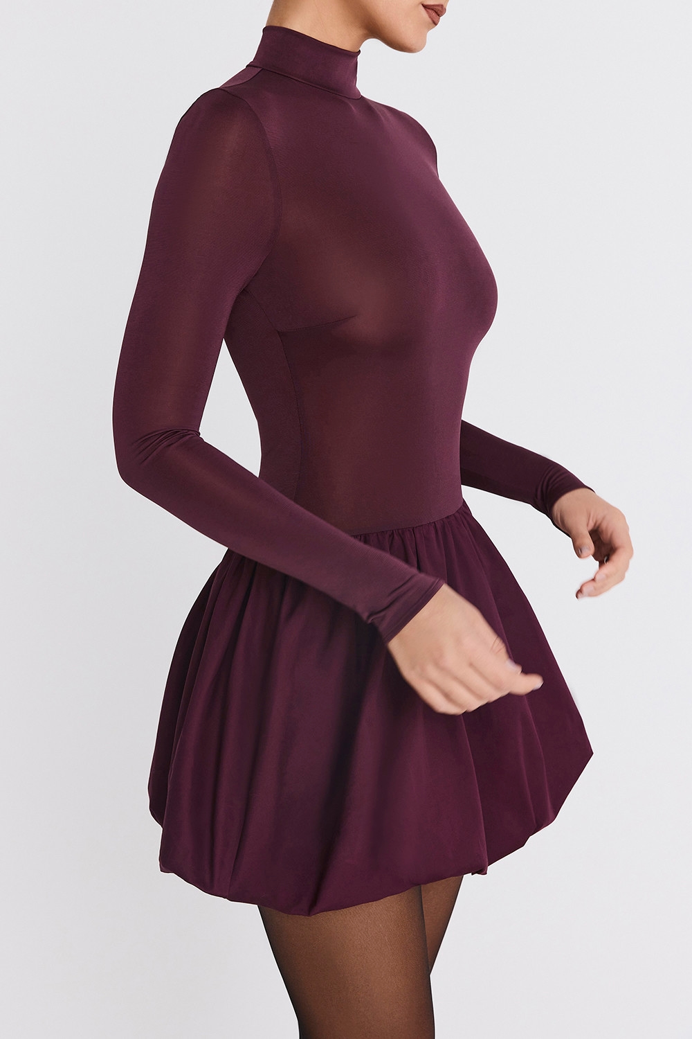 Mistress Rocks Dark Plum Puffball Mini Dress - SALE — image 3