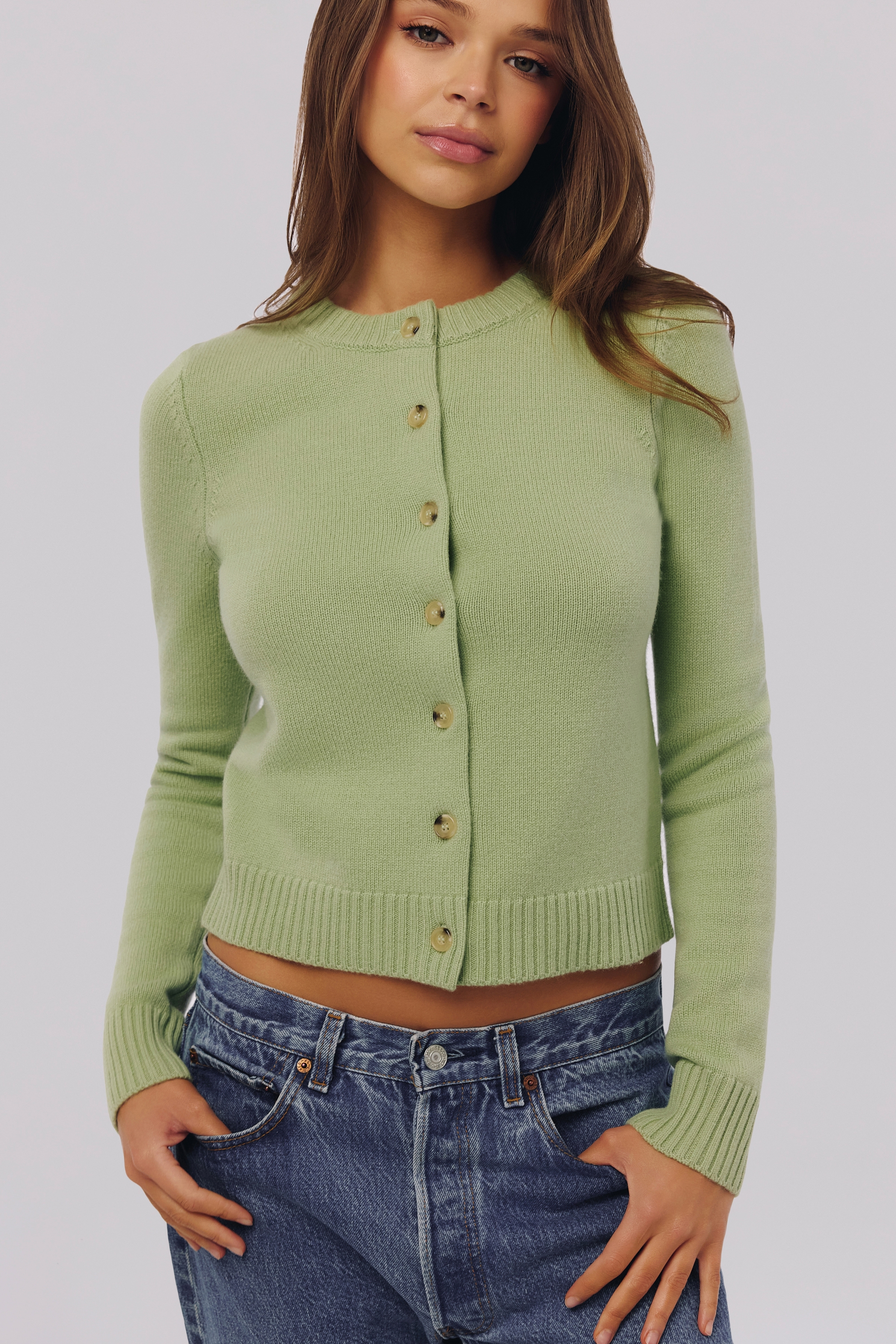 Signature Matcha Cashmere + Merino Wool Cardigan — image 6